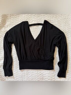 Express Black Wrap-Style V-Neck Top